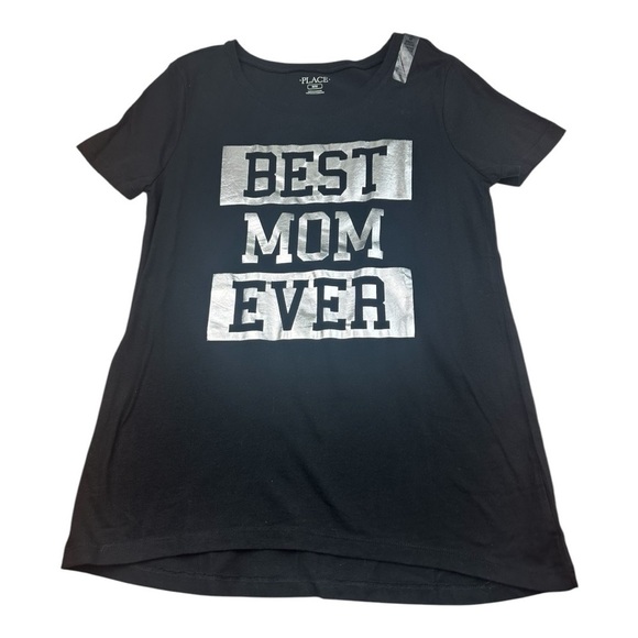Children’s Place Best Mom Ever Short Sleeve Shirt Black Silver Size M - Picture 1 of 10